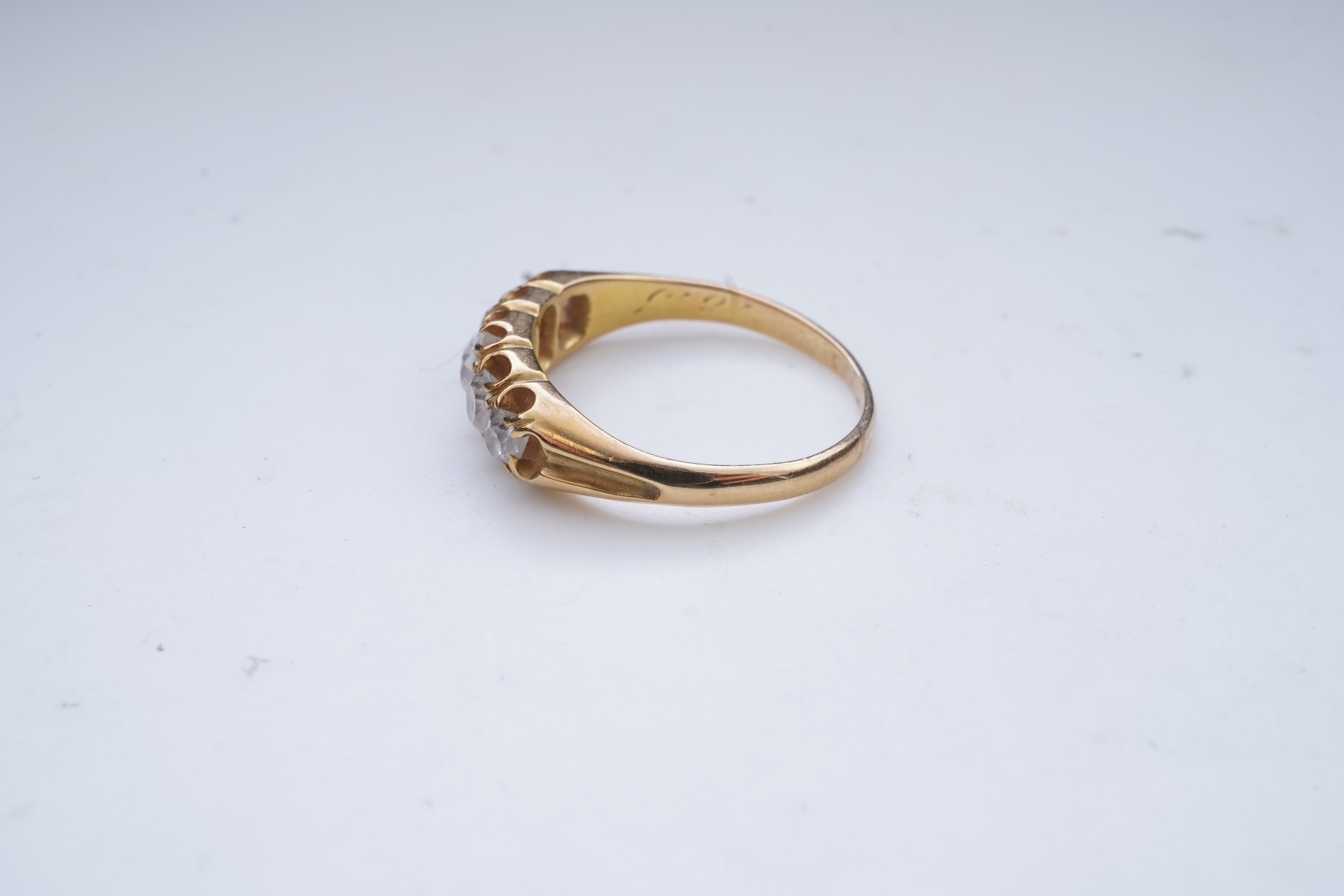 A Victorian five-stone diamond ring, late 19th century